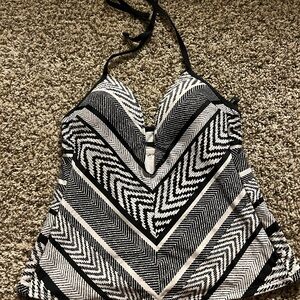 Kenneth Cole Black and White Halter Swim Top
